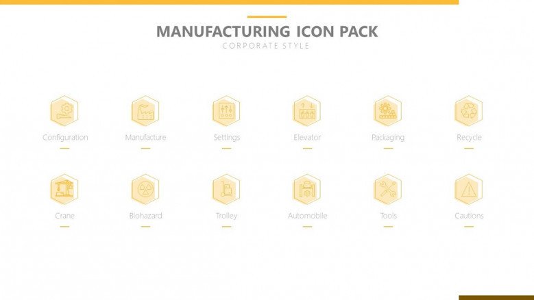 manufacturing icons in corporate style
