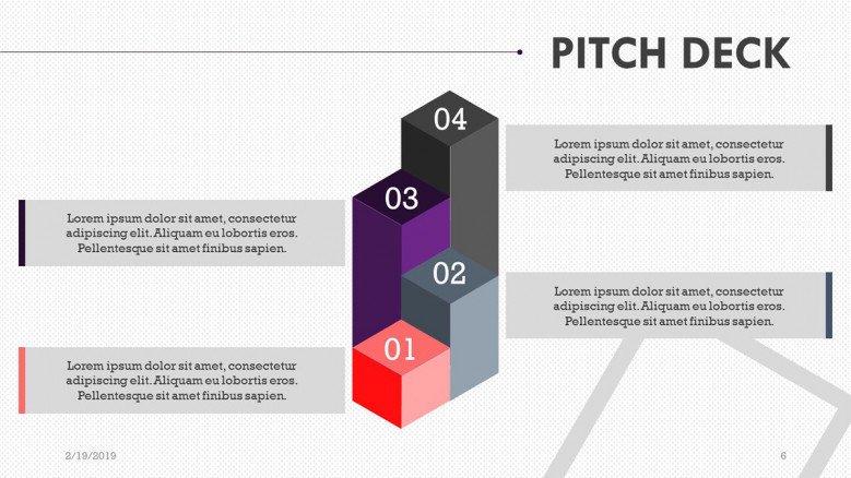 pitch deck presentation in 3d blocks bar chart