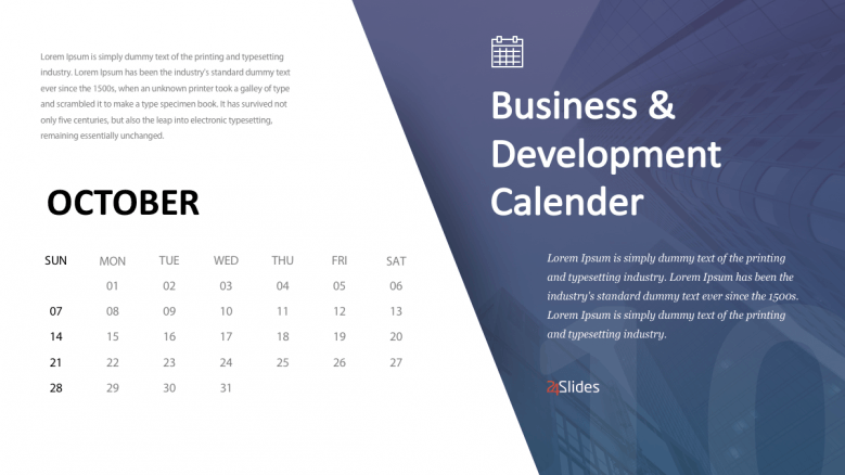 October business calendar slide