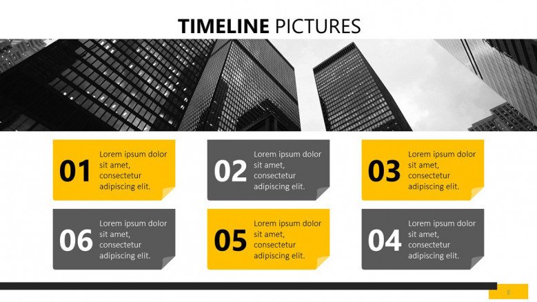 six sequenced timeline picture slide