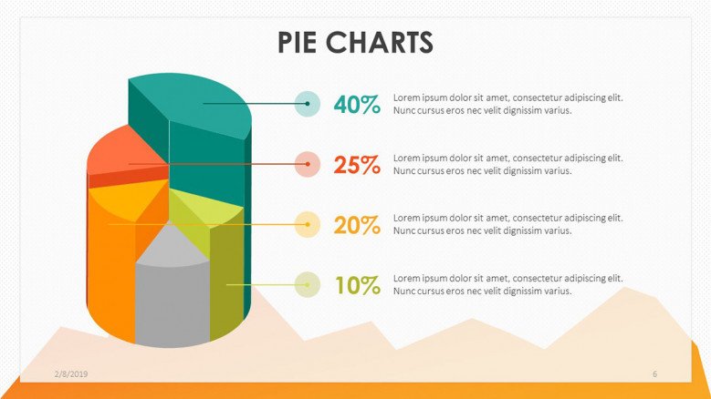 playful pie chart in cylinder illustration with data driven information text