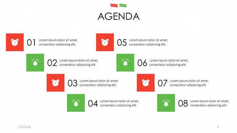 agenda slide with icons and key points of description text