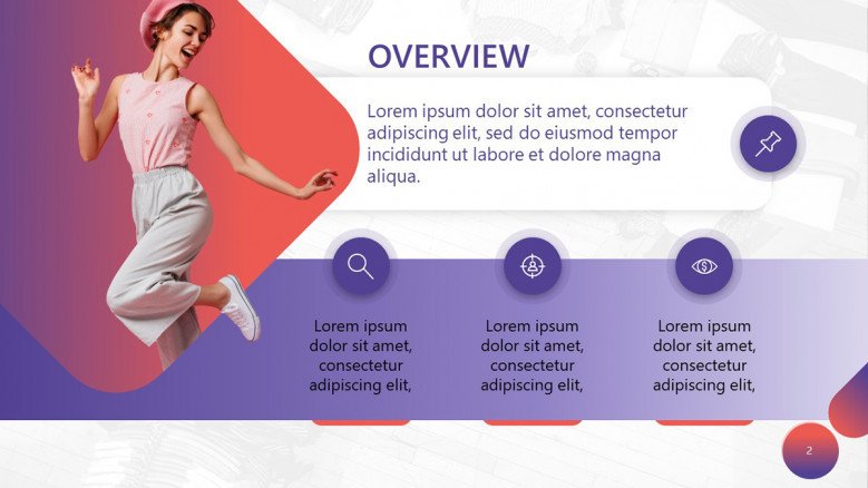 Fashion Brand Overview Slide in Purple and Pink