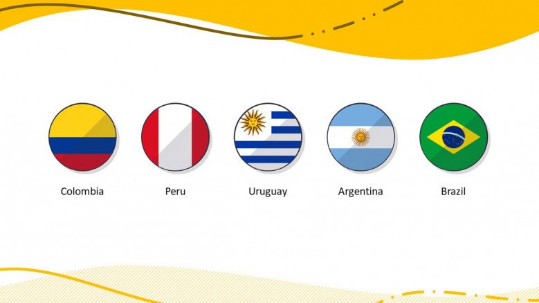 South American Country flags in PowerPoint