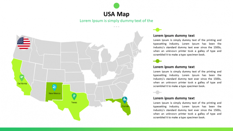 USA region map with text