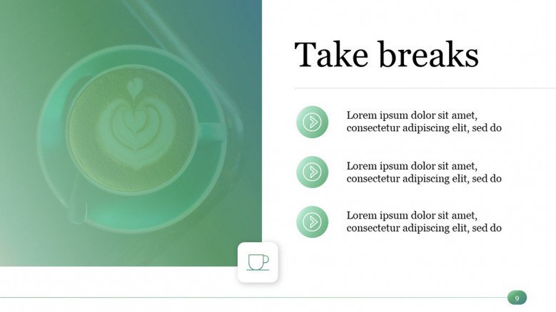 Take Breaks Slide for a Time Management PowerPoint Presentation
