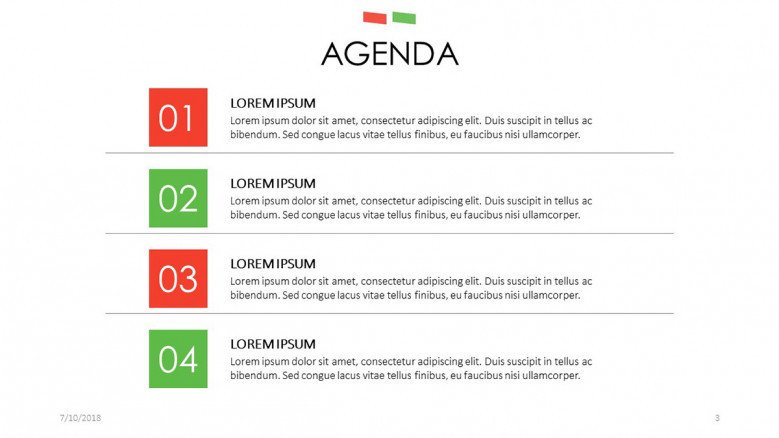 agenda slide in four key points with description text
