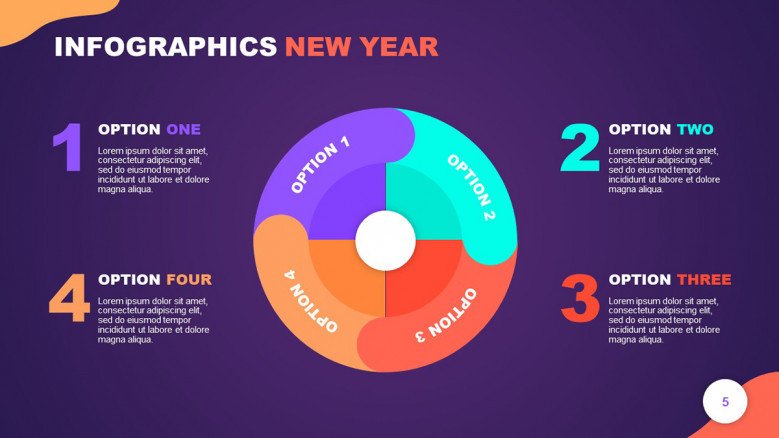 Colorful Infographic New year wheel with four sections