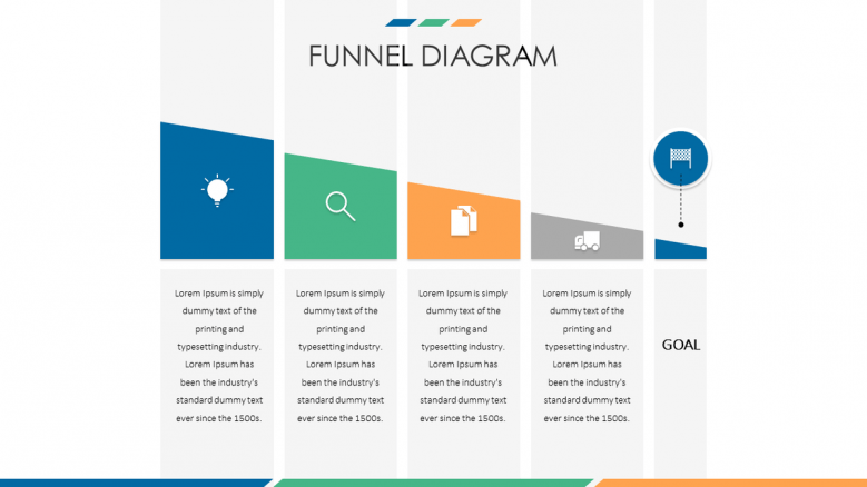 business presentation in funnel diagram with five steps