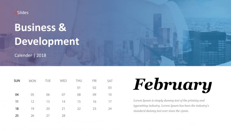 February business calendar slide