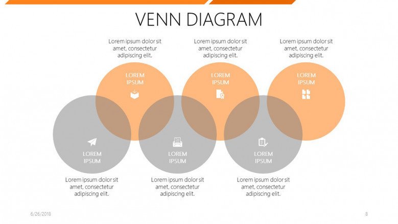 six set venn diagram with icons and comment box
