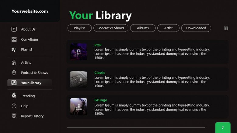 Spotify-inspired Song Library PPT Slide