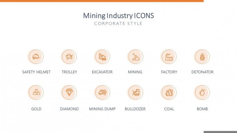 mining industry icons in corporate style
