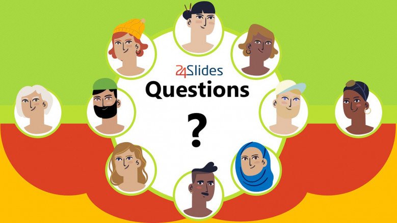 Playful Questions Slide with inclusive team PowerPoint illustrations