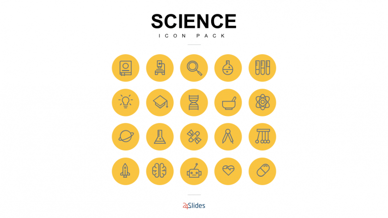 Science icon illustrations with full color icon background