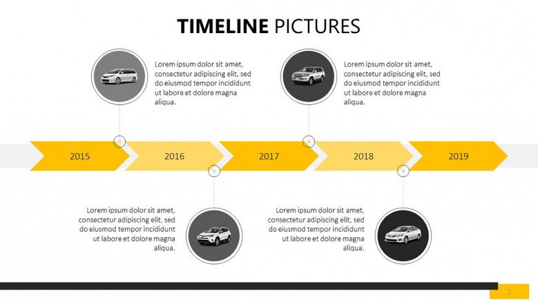 five sequenced timeline pictures slide