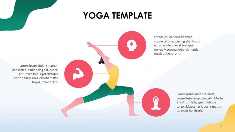 Benefits of yoga with health icons and an illustration