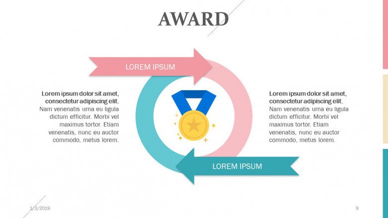 award presenting in circle chart with arrow and text