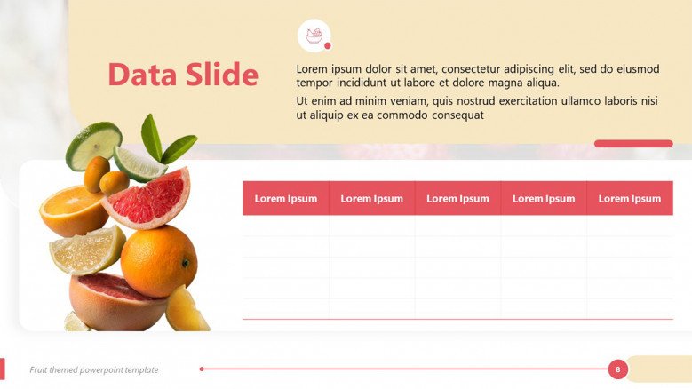 Creative Table Chart in Fruit-themed Slide