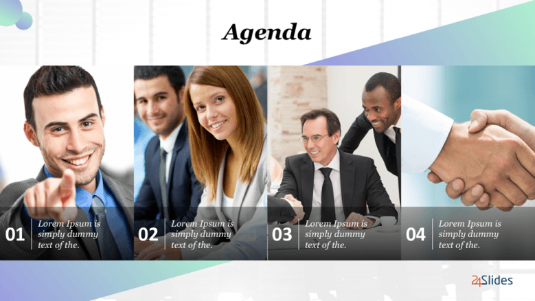 4 section agenda with people images