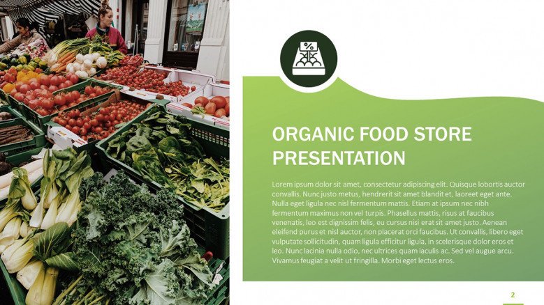 Green and white Organic Food Slide