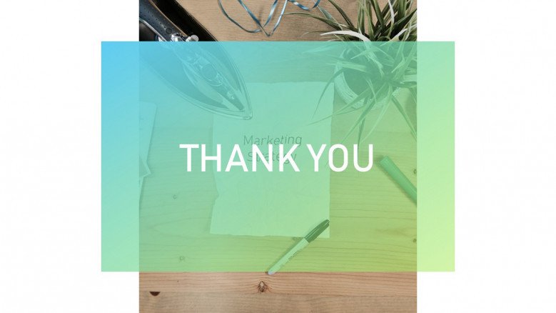 Thank you slide with a transparent element in the center