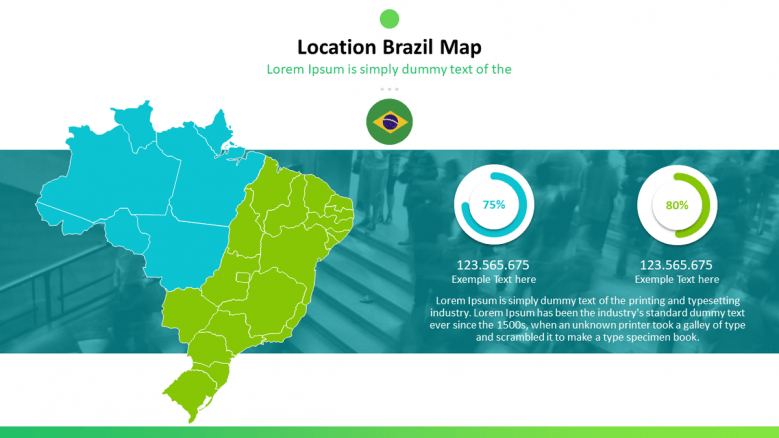 Brazil map with data percentage in compared circle chart