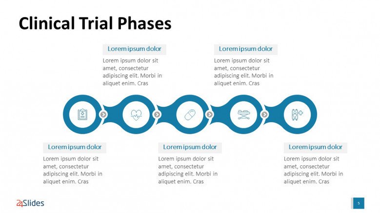 Blue-and-white Clinical Trial Phases Slide