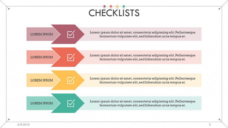checklist presentation in key factor slide with description text box