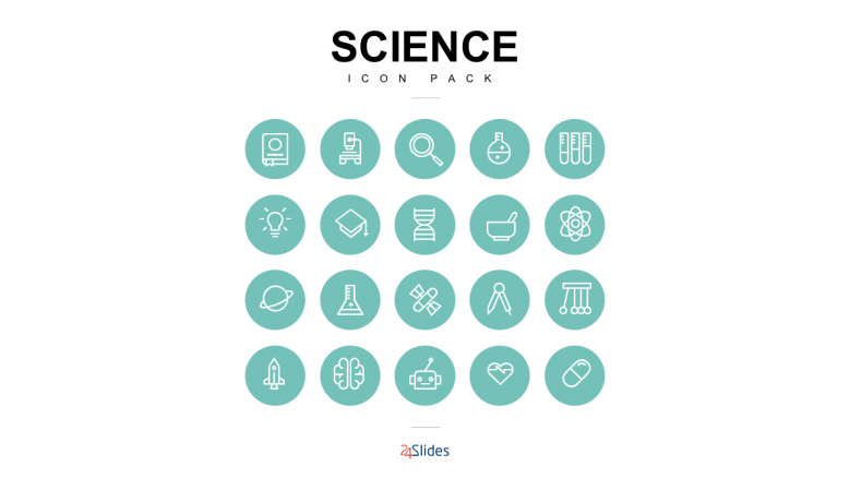 Science icon illustrations with full color icon background