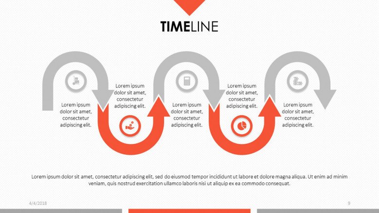 2 color icon and text timeline
