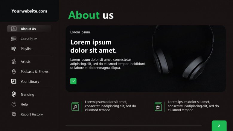 Spotify-inspired About Us Slide