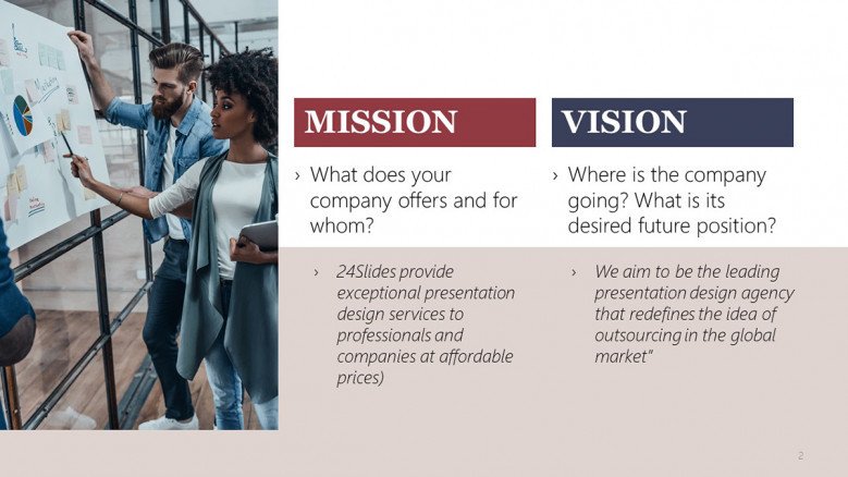 Company Mission and Vision Slide
