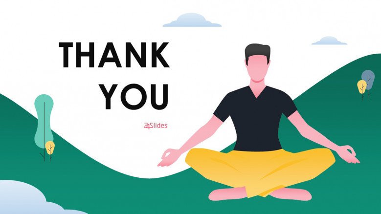 Yoga Thank You Slide with a playful male illustration